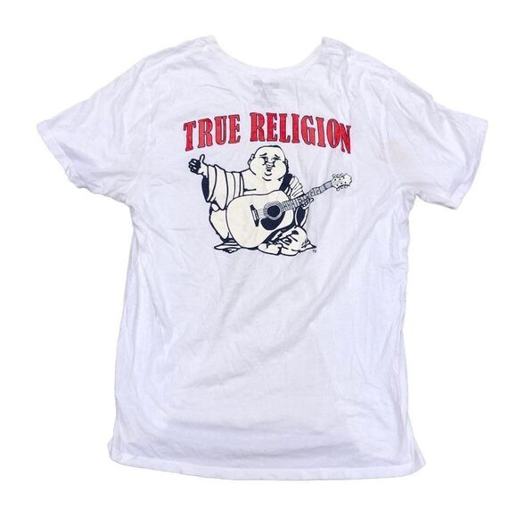 VINTAGE True Religion Shirt XXL BUDDHA LOGO CREW White - Picture 1 of 11